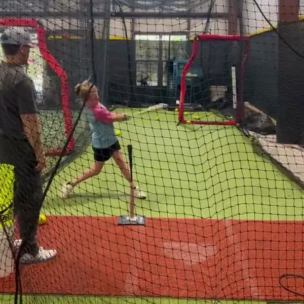 Softball hitting tee drill